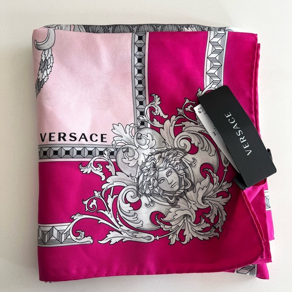 Versace Accessories - Brand New Versace Pink Medusa Silk Scarf 90cm